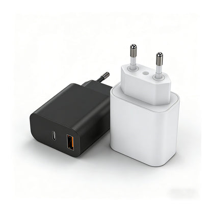 20W A+C Dual Port Fast Charger, EU Plug PD Wall Adapter for iPhone Samsung