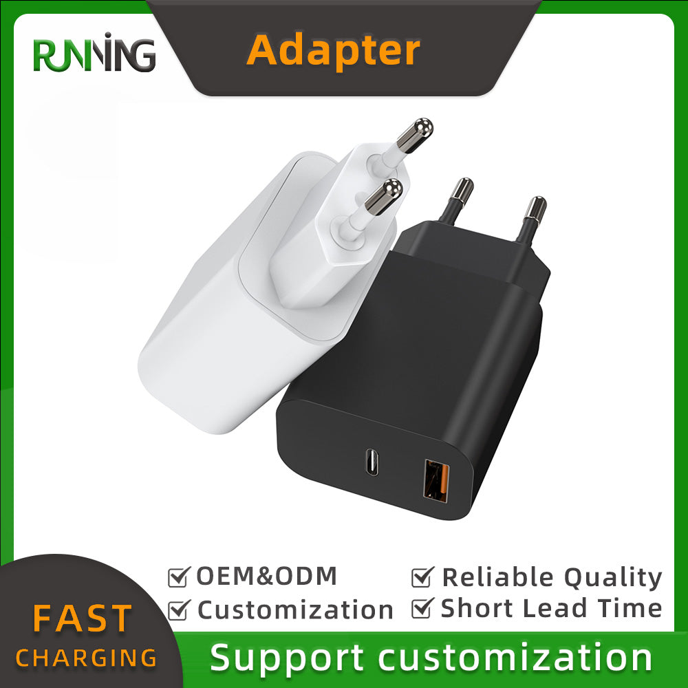 20W A+C Dual Port Fast Charger, EU Plug PD Wall Adapter for iPhone Samsung