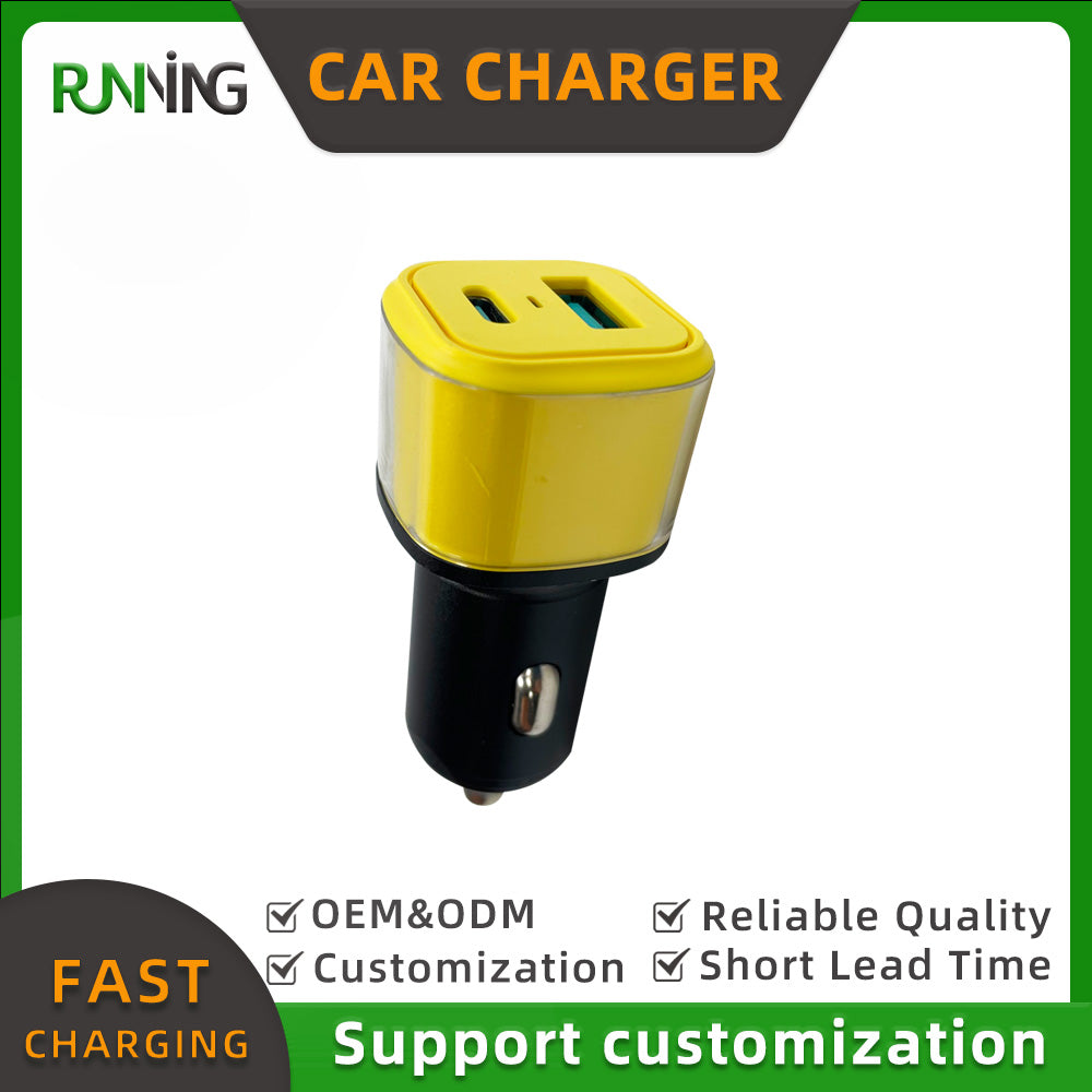 20W Dual Port A+C Car Charger PD QC3.0 Fast Charging Car Adapter