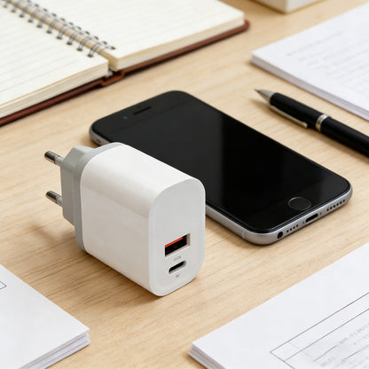 20W A+C Dual Port Fast Charger, EU Plug PD Wall Adapter for iPhone Samsung