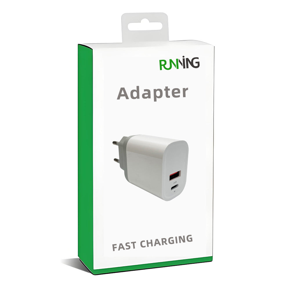 20W A+C Dual Port Fast Charger, EU Plug PD Wall Adapter for iPhone Samsung