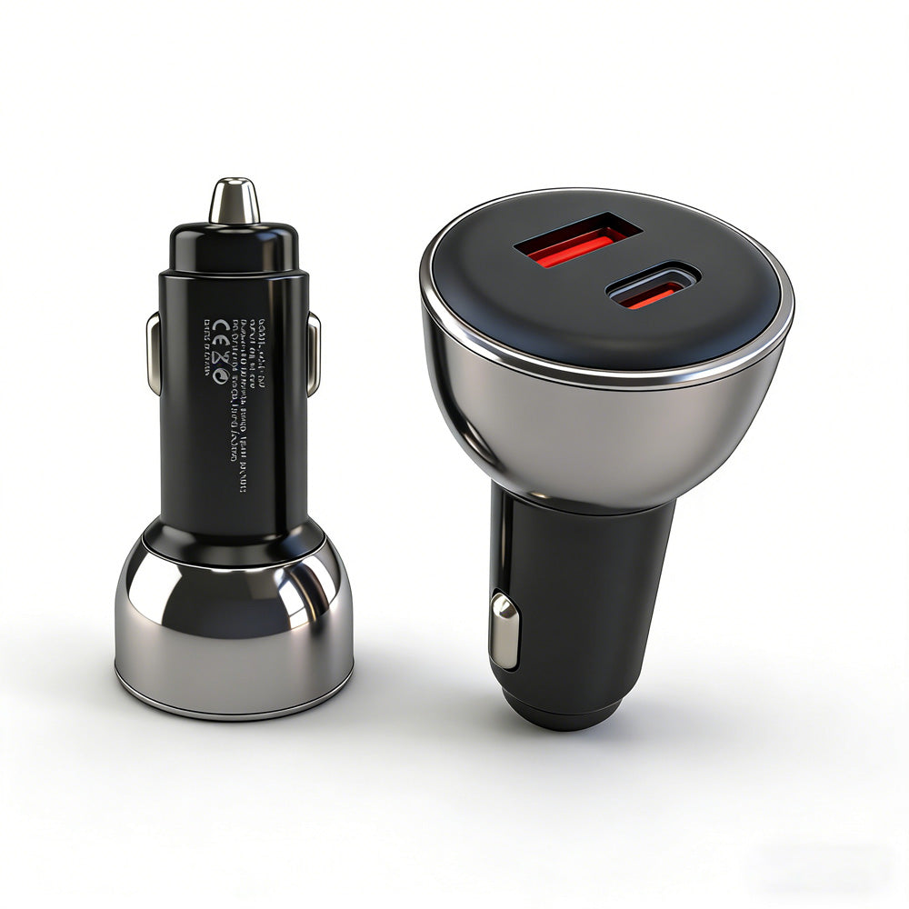 20W PD 3.0 Fast Car Charger USB-C + USB-A 5V/3A QC3.0 & SCP for Mobile Phone Camera Earphone & Smart Watch