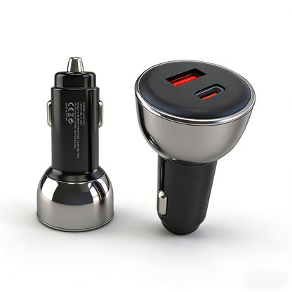 20W PD 3.0 Fast Car Charger USB-C + USB-A 5V/3A QC3.0 & SCP for Mobile Phone Camera Earphone & Smart Watch