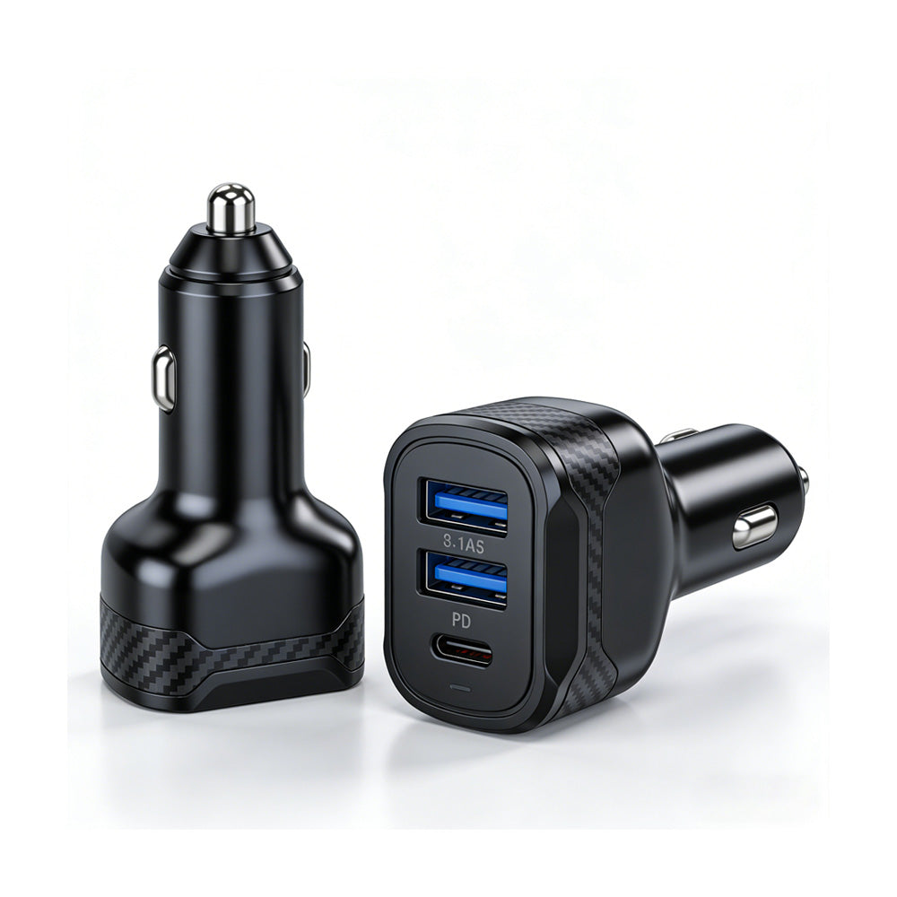 PD 3.0 & QC3.0 Fast Car Charger 30W USB-C + 24W USB-A Dual Port Adapter for Mobile Phones Smart Watch Earphones & Cameras