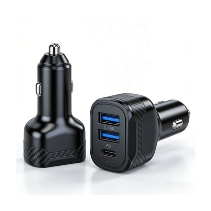 PD 3.0 & QC3.0 Fast Car Charger 30W USB-C + 24W USB-A Dual Port Adapter for Mobile Phones Smart Watch Earphones & Cameras