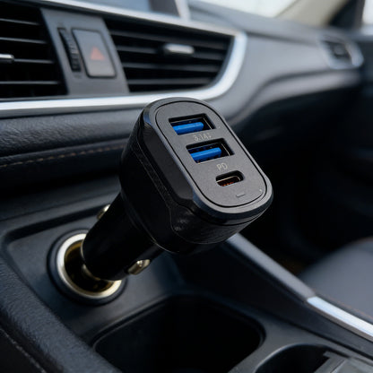 PD 3.0 & QC3.0 Fast Car Charger 30W USB-C + 24W USB-A Dual Port Adapter for Mobile Phones Smart Watch Earphones & Cameras