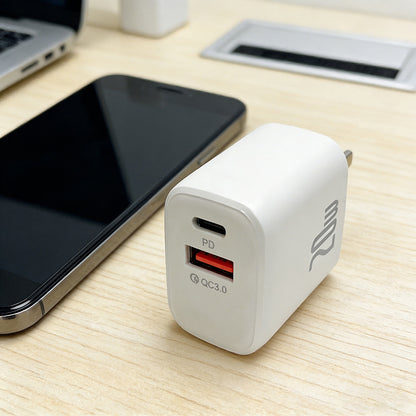 2 Pack Compact 20W US Plug Dual A+C PD Fast Wall Charger For Phone Tablet Camera