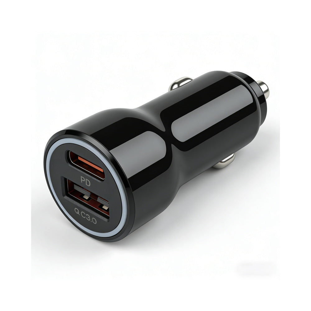 PD 3.0 Car Charger with USB-C & USB-A Fast Charging & QC3.0 for Mobile Phone Smart Watch Camera Earphone Tablet