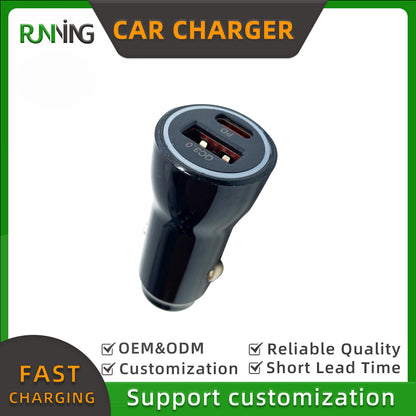 PD 3.0 Car Charger with USB-C & USB-A Fast Charging & QC3.0 for Mobile Phone Smart Watch Camera Earphone Tablet