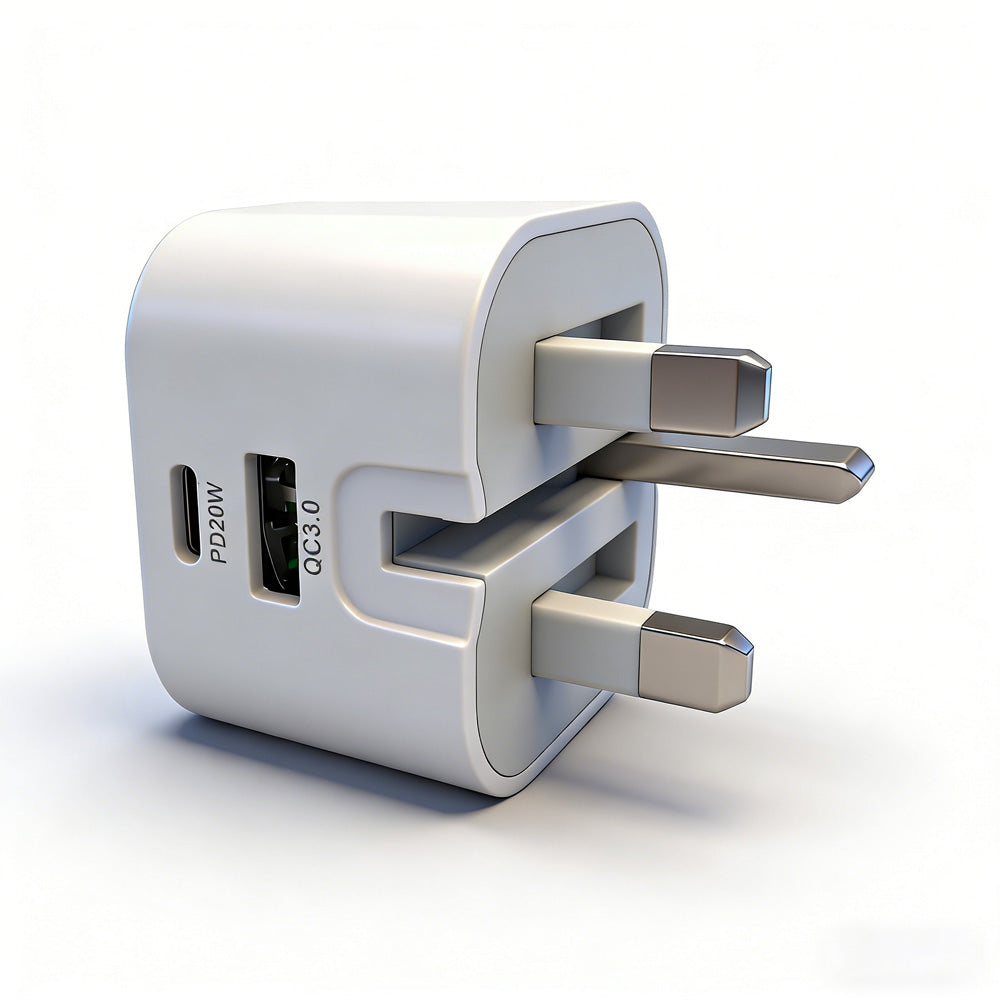 2 Pack 20W UK Foldable Plug Dual A+C PD Fast Wall Charger Universal For Phones Cameras