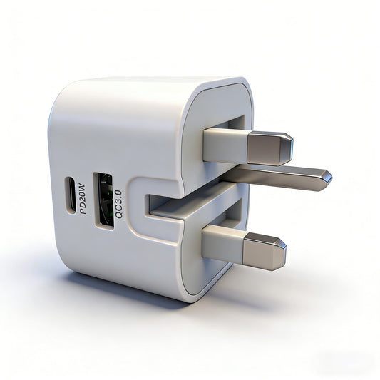 2 Pack 20W UK Foldable Plug Dual A+C PD Fast Wall Charger Universal For Phones Cameras