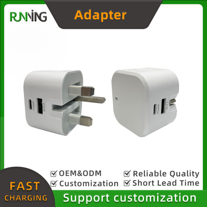 2 Pack 20W UK Foldable Plug Dual A+C PD Fast Wall Charger Universal For Phones Cameras