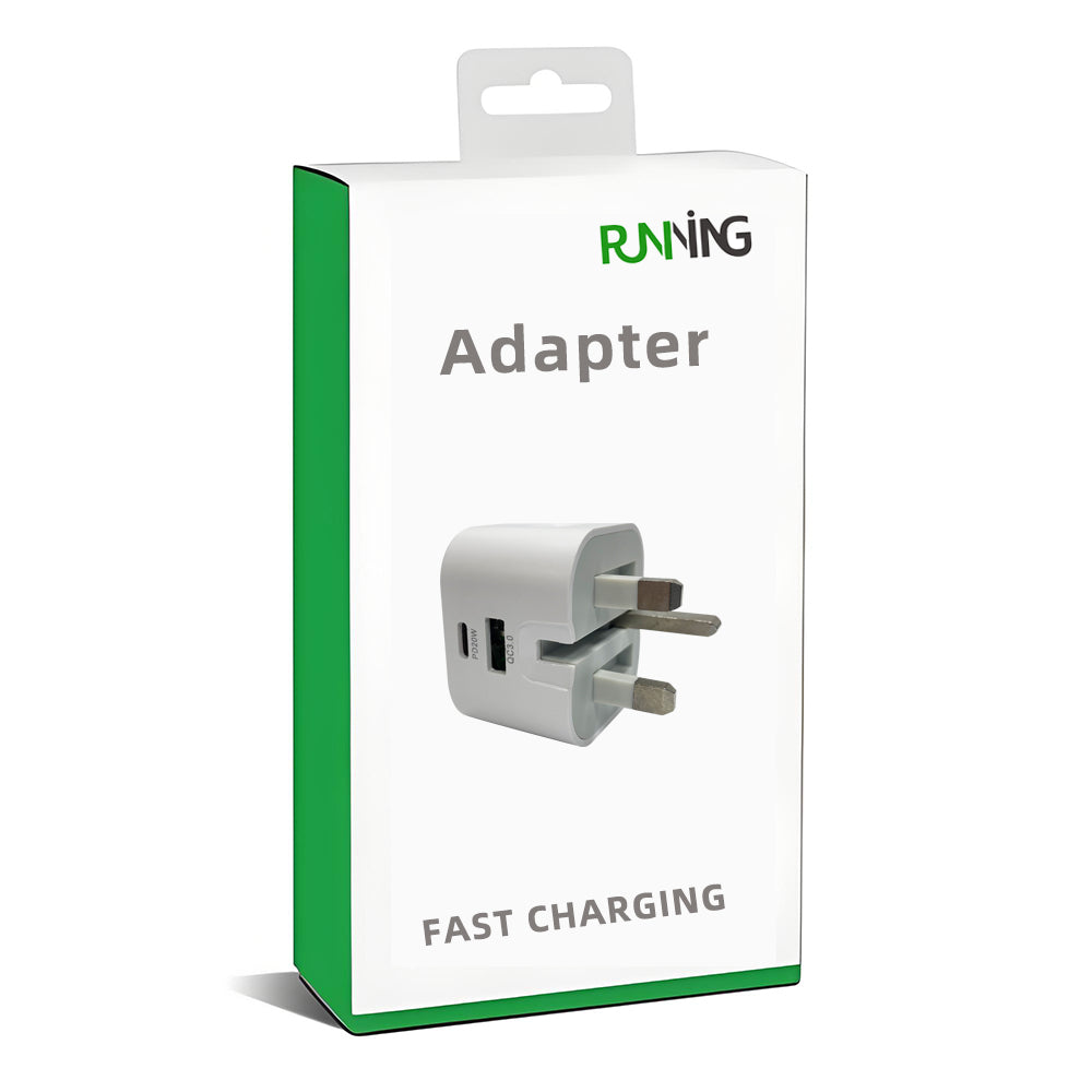 2 Pack 20W UK Foldable Plug Dual A+C PD Fast Wall Charger Universal For Phones Cameras