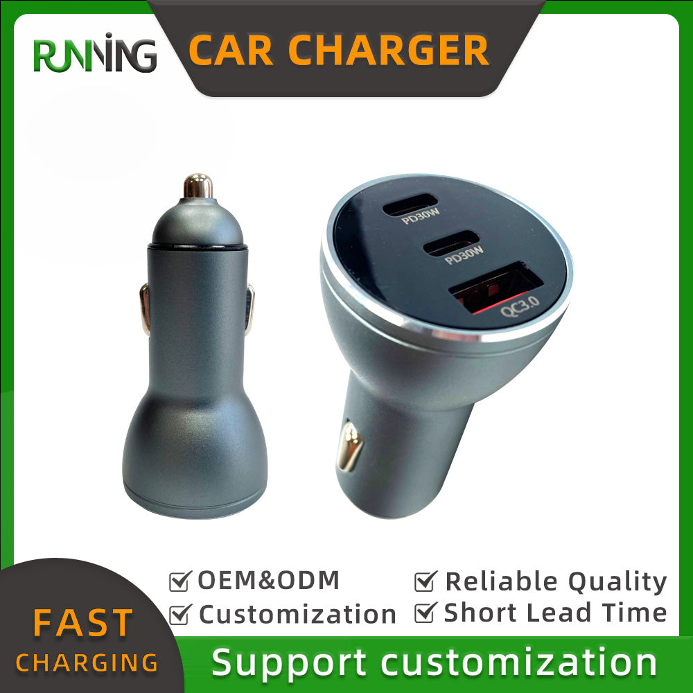 2 Pack 30W Triple Port Fast Car Charger | USB A + Dual Type C Aluminum+PC Heavy Duty Car Charger