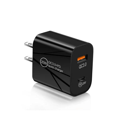 2 Pack 20W US Plug Dual Port A+C PD Fast Wall Charger Power Adapter For Phones
