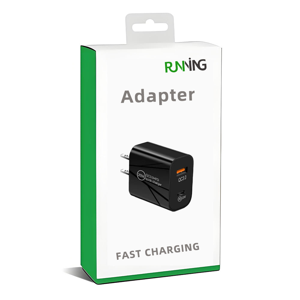2 Pack 20W US Plug Dual Port A+C PD Fast Wall Charger Power Adapter For Phones