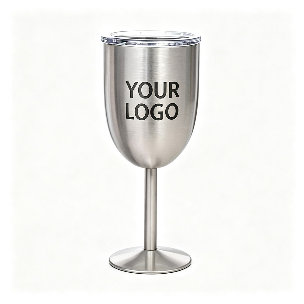 silver 10oz custom engraved stainless steel wine goblet