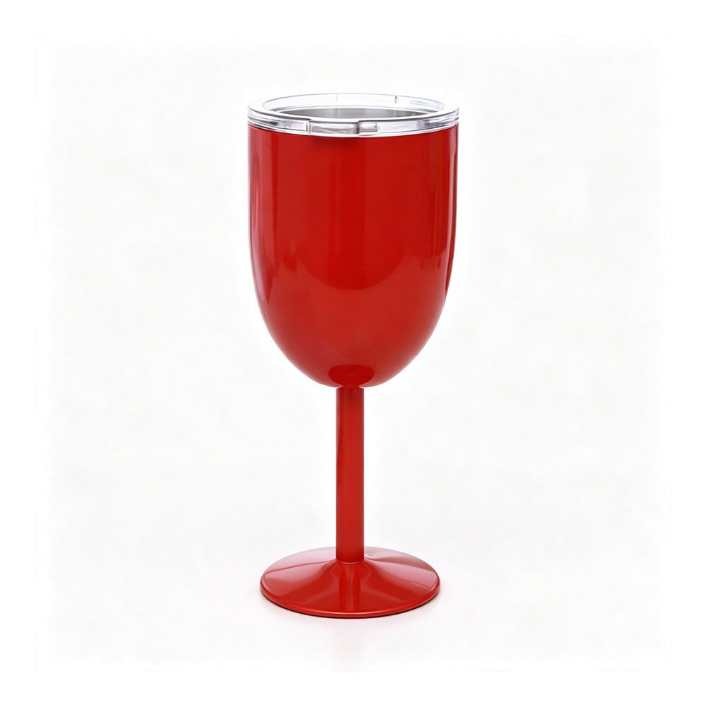 red 10oz custom laser engraved insulated wine goblet