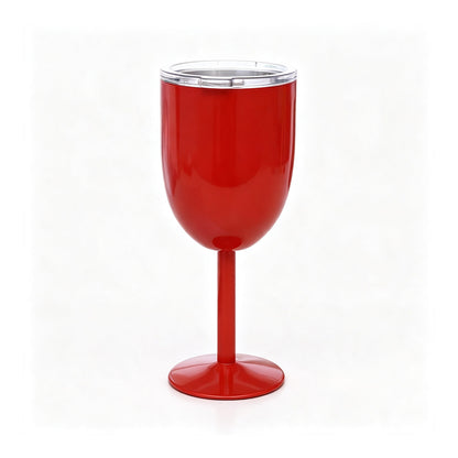 red 10oz custom laser engraved insulated wine goblet