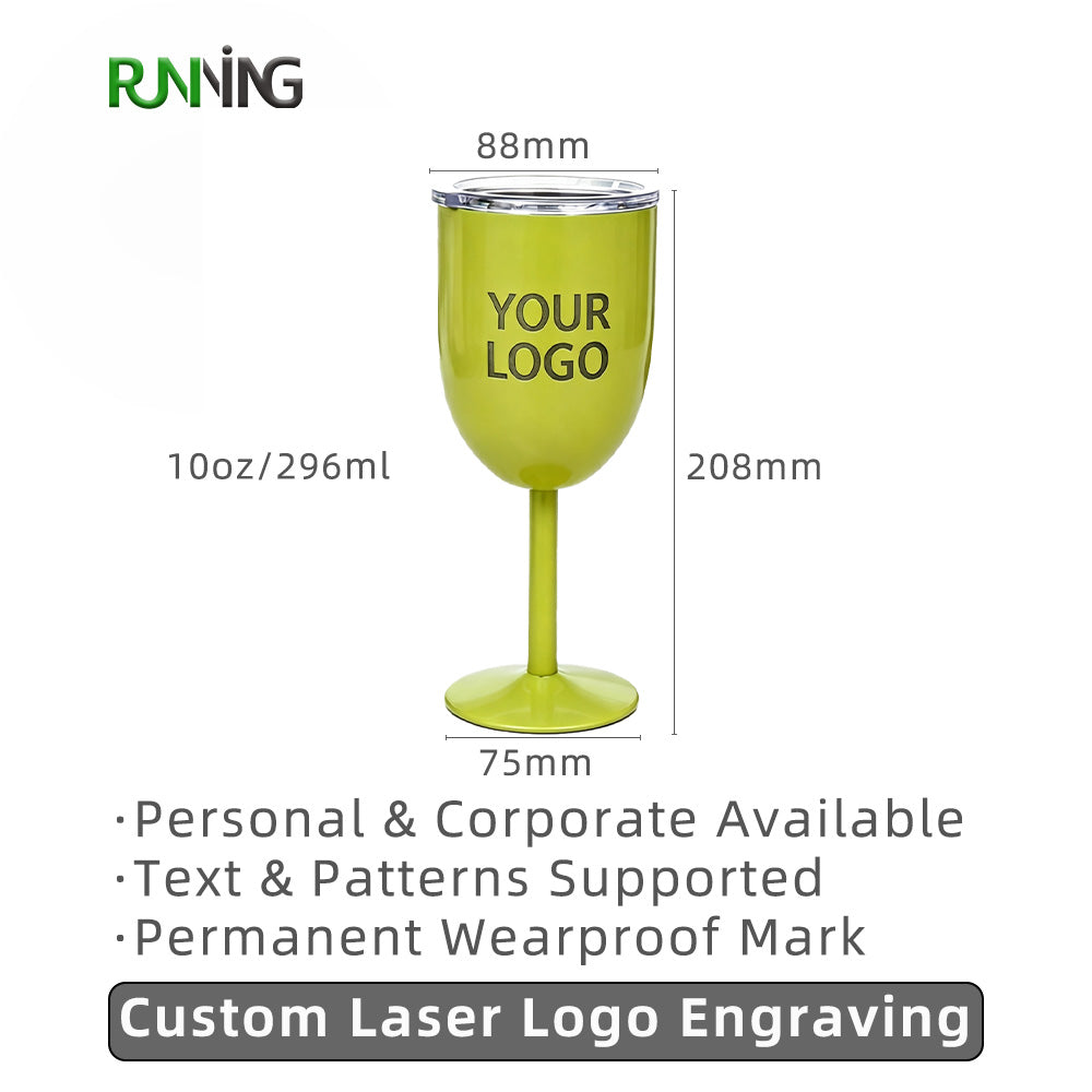10oz wine goblet dimension diagram custom laser logo engraving