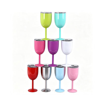 multi‑color 10oz custom engraved stainless steel wine goblet collection
