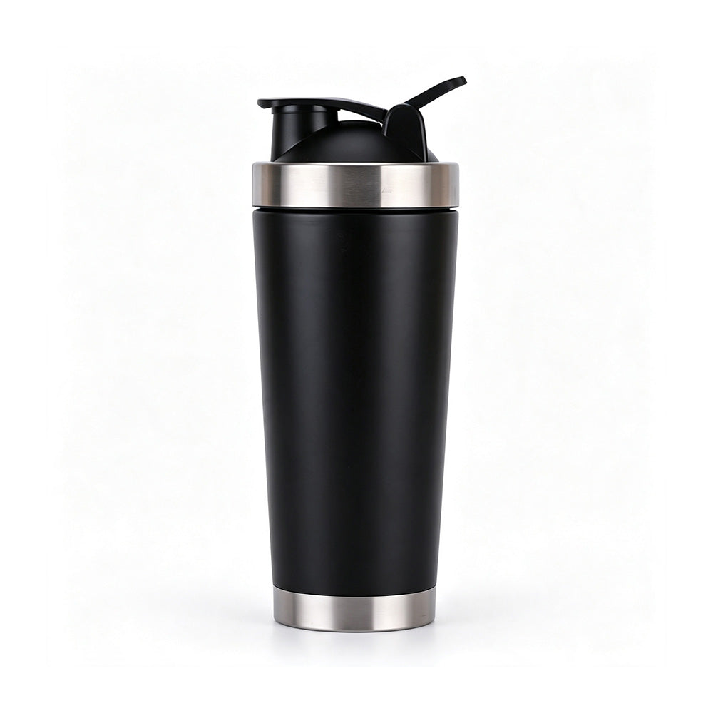 black 25oz custom laser engraved insulated shaker bottle