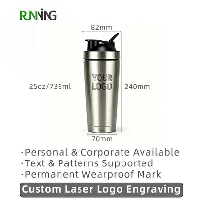 25oz shaker bottle dimension diagram custom laser logo engraving