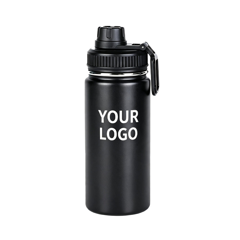 32oz black custom laser engraved stainless steel insulated sports water bottle with your logo