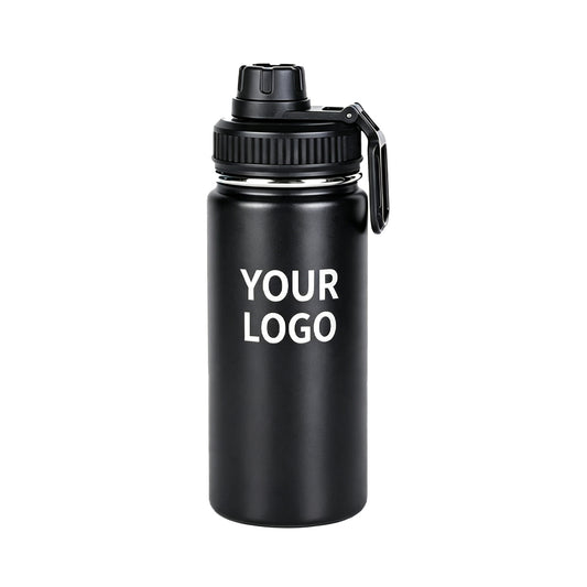 32oz black custom laser engraved stainless steel insulated sports water bottle with your logo