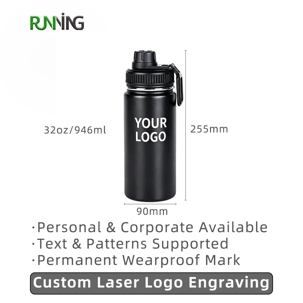 32oz custom laser engraved sports water bottle dimension diagram 90*255mm