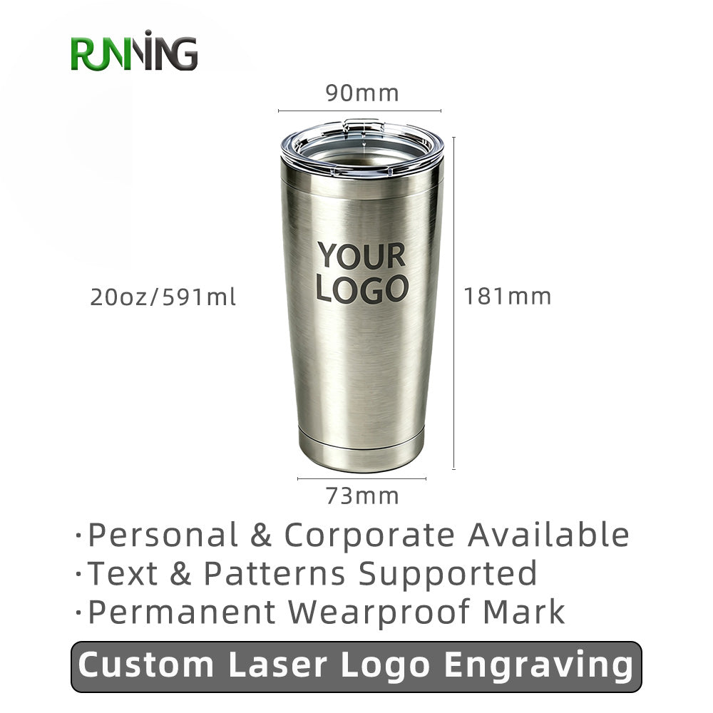 20oz custom tumbler dimension diagram 18.1*7.3*9.0cm laser logo engraving