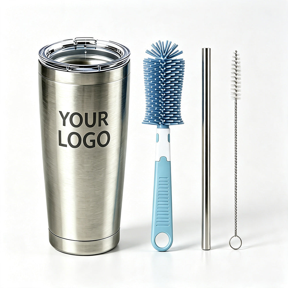 20oz insulated tumbler complete set with straw and cleaning brush accessories