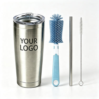 20oz insulated tumbler complete set with straw and cleaning brush accessories